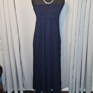 Popana Navy Blue Strapless Maxi Dress/skirt Women’s X-Large Made in USA